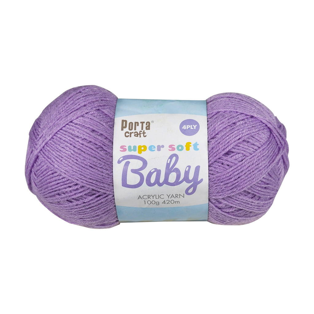 Porta Craft Super Soft Baby Acrylic Yarn 100% 100Gm 420M 4Ply Soft Lilac