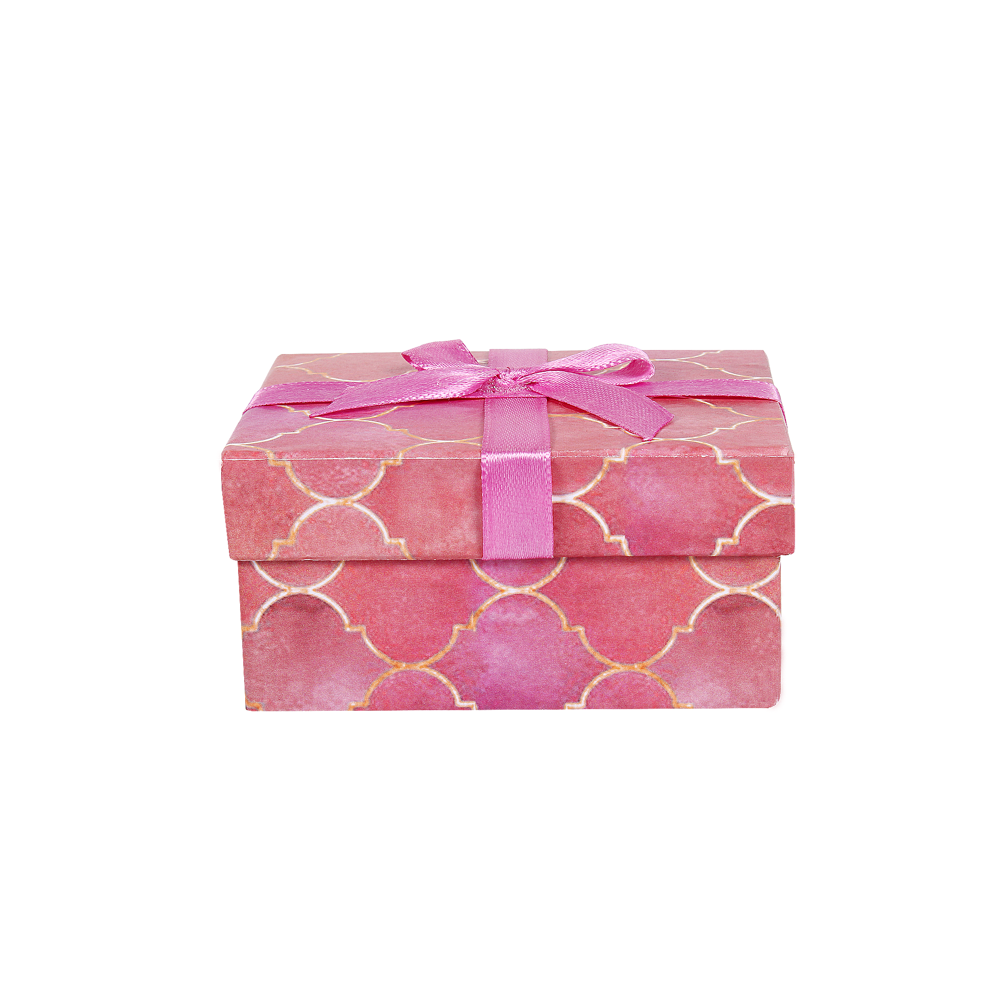 Gift Box With Bow Moroccan Trellis Rosy Shimmer L10.5 X W8 X D5.4(cm)