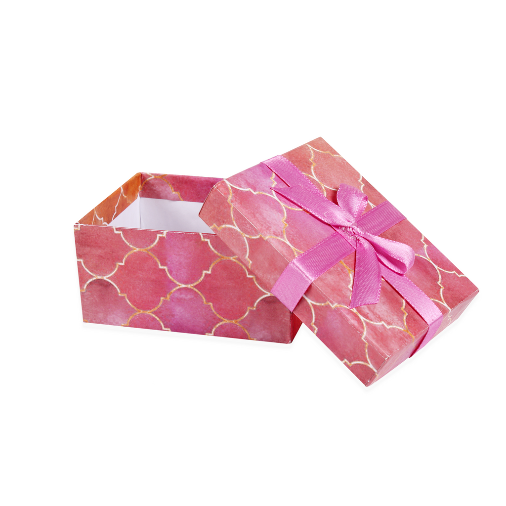 Gift Box With Bow Moroccan Trellis Rosy Shimmer L10.5 X W8 X D5.4(cm)