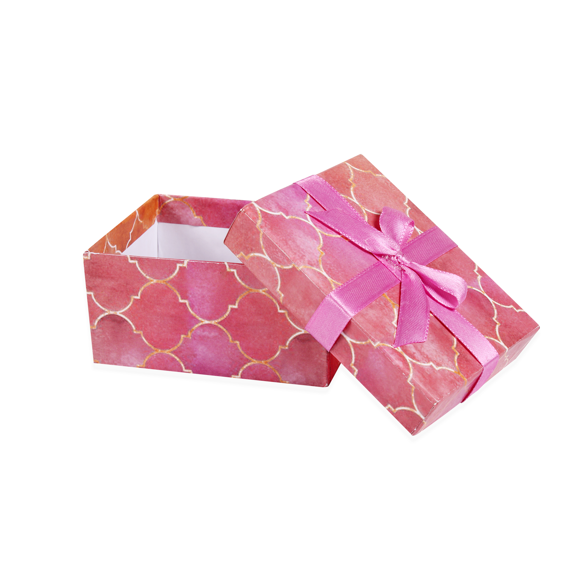 Gift Box With Bow Moroccan Trellis Rosy Shimmer L10.5 X W8 X D5.4(cm)