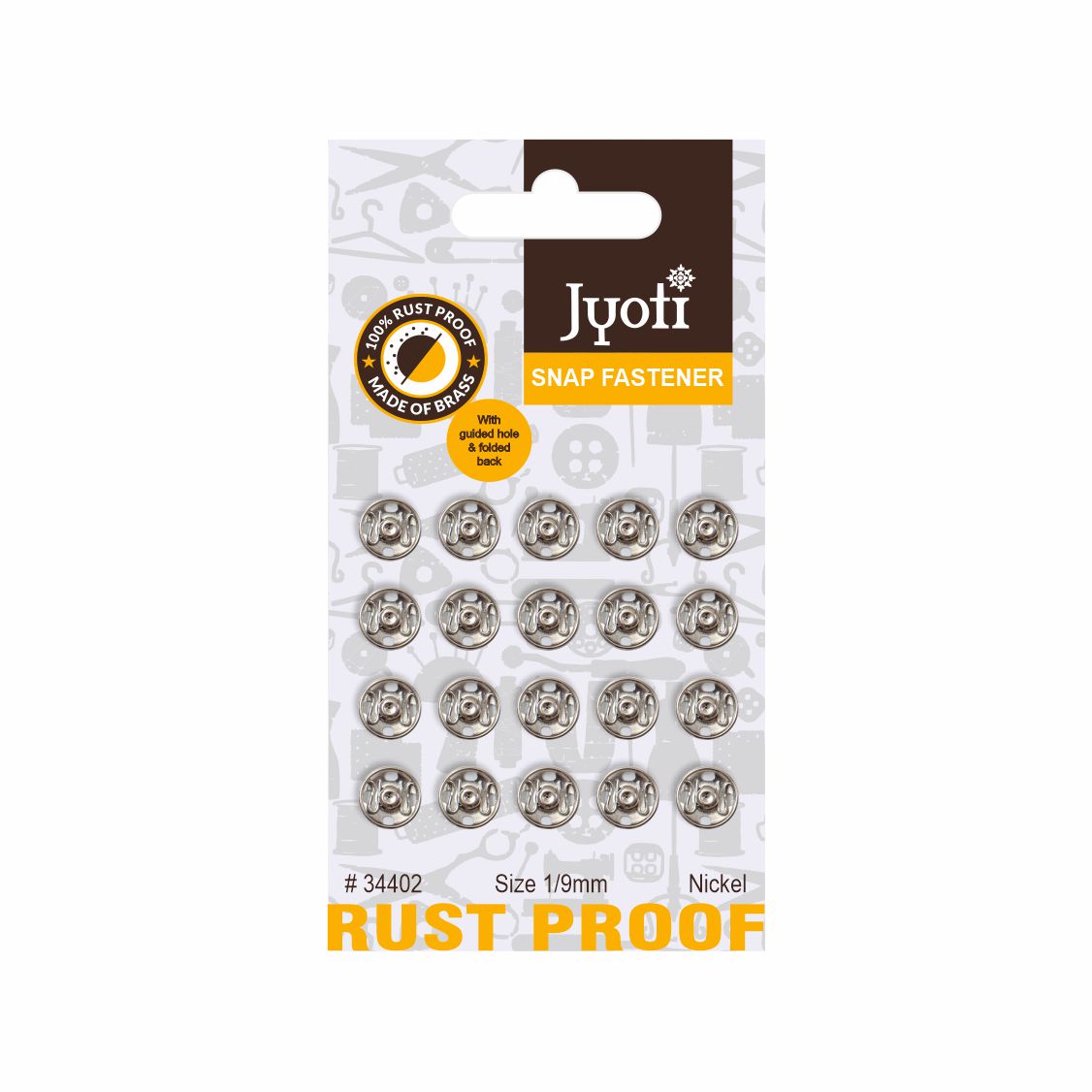 Snap Fastener Brass 9mm Size-1 20pc