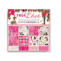 Printed Cardstock Pack 6 x 6, 12 Designs, 24 Sheets, 250gsm - True Love