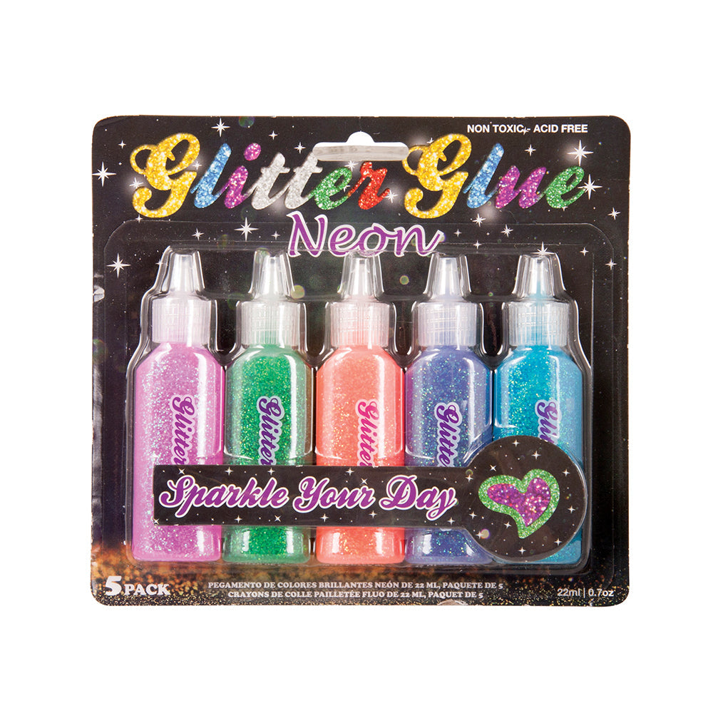 Glitter Glue Neon 22Ml 5Pcs Ub