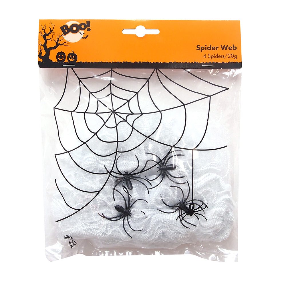 Boo Spider Web - 4 spiders, 20g web