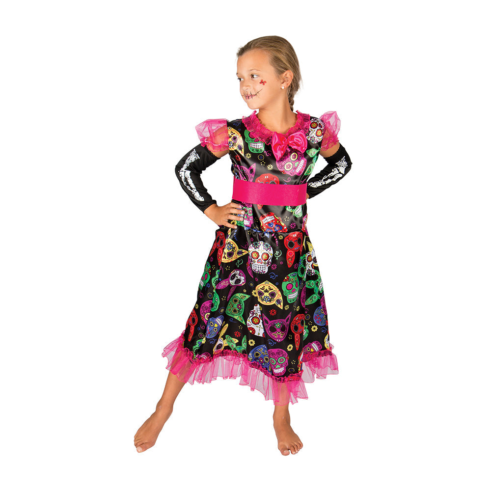 Day Of The Dead Kids Costume for Girls - 1pc