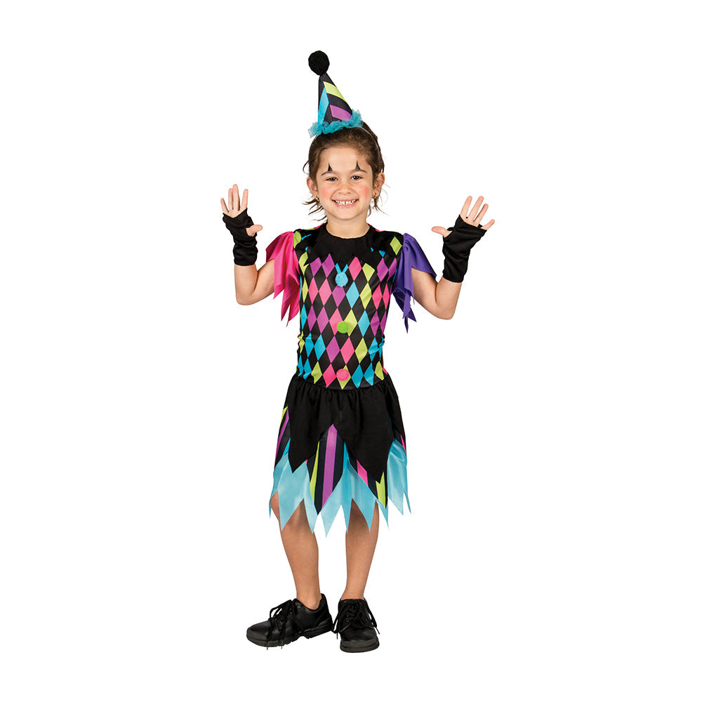 Carnival Kids Costume - Malicious Clown for Girls, 1pc