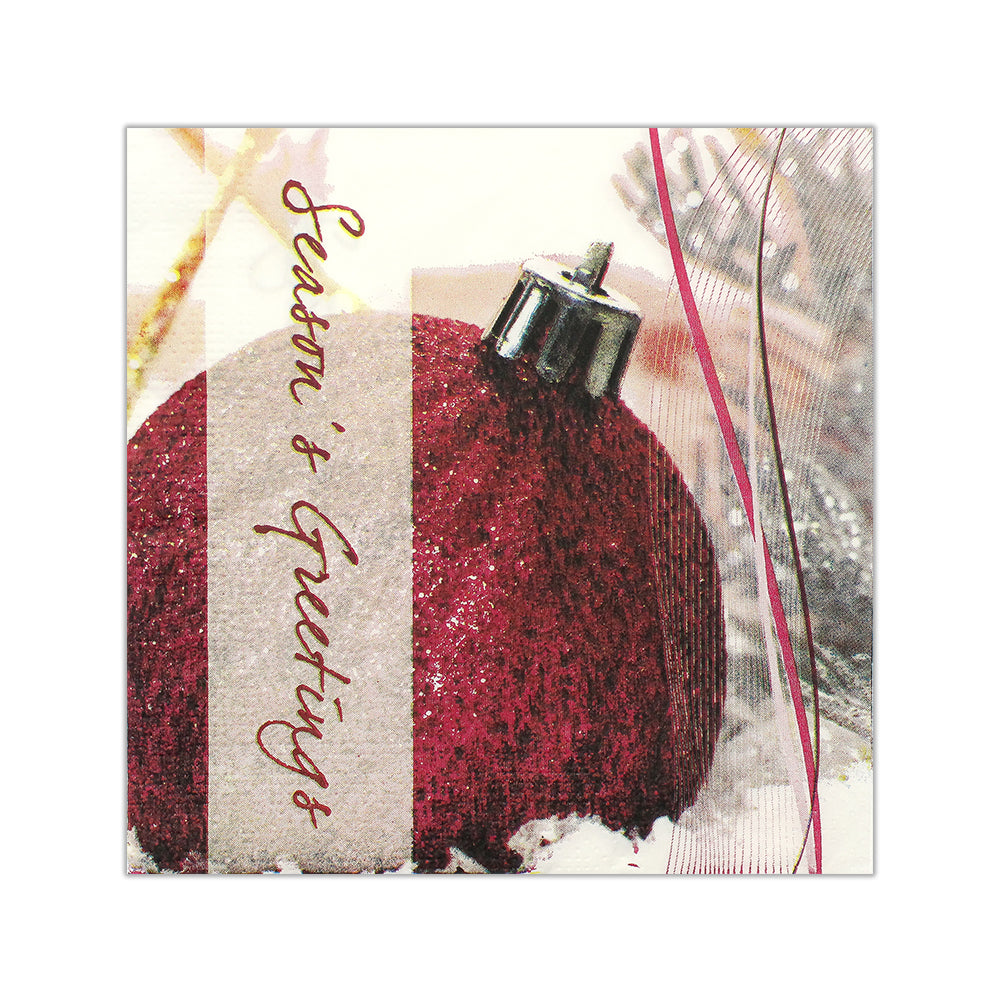 Decoupage Christmas Napkin - Glitter Bauble, 12x12 inch, 3 Ply, 1pc