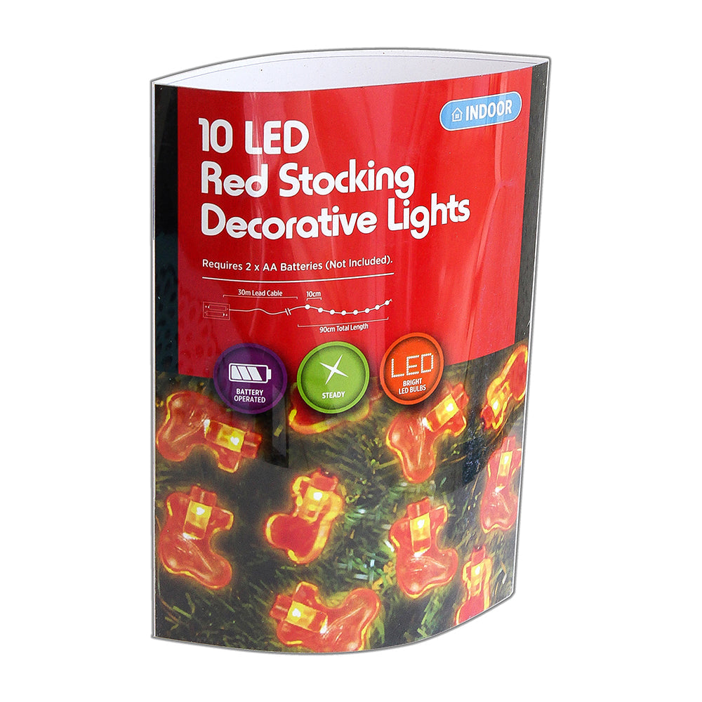 Led Decorative Lights - Red Stocking, 30Cm, 10Pc