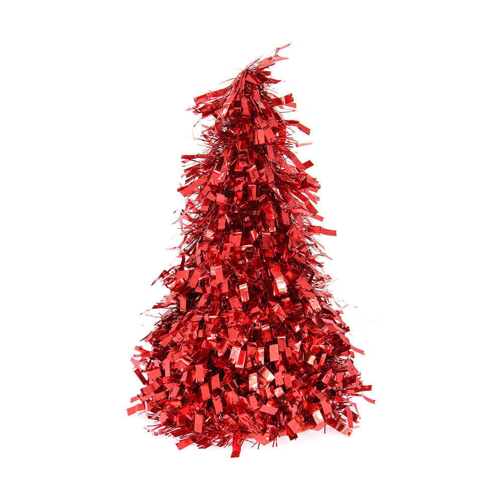 Tinsel Cone Tree - Red, 26Cm, 1Pc