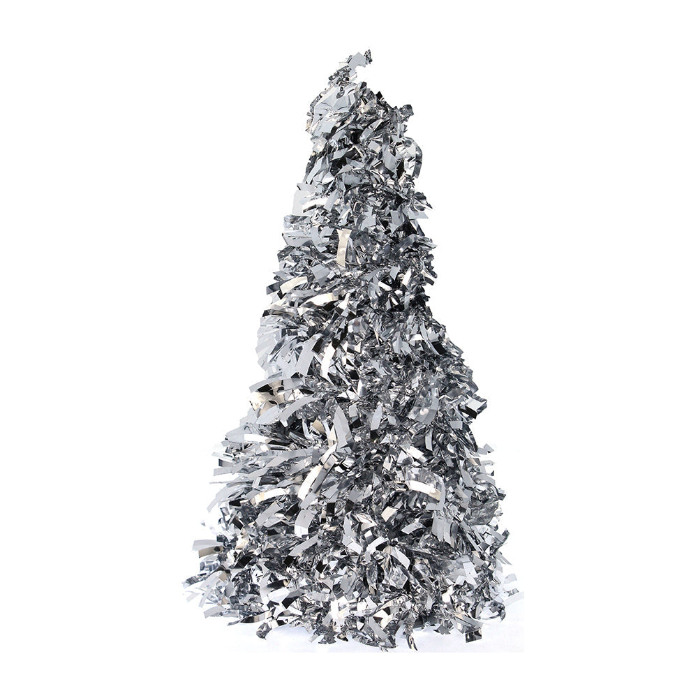 Tinsel Cone Tree - Silver, assorted design 26Cm, 1Pc