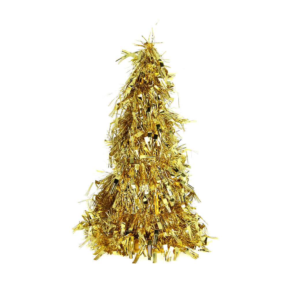 Tinsel Cone Tree - Golden, 26Cm, 1Pc