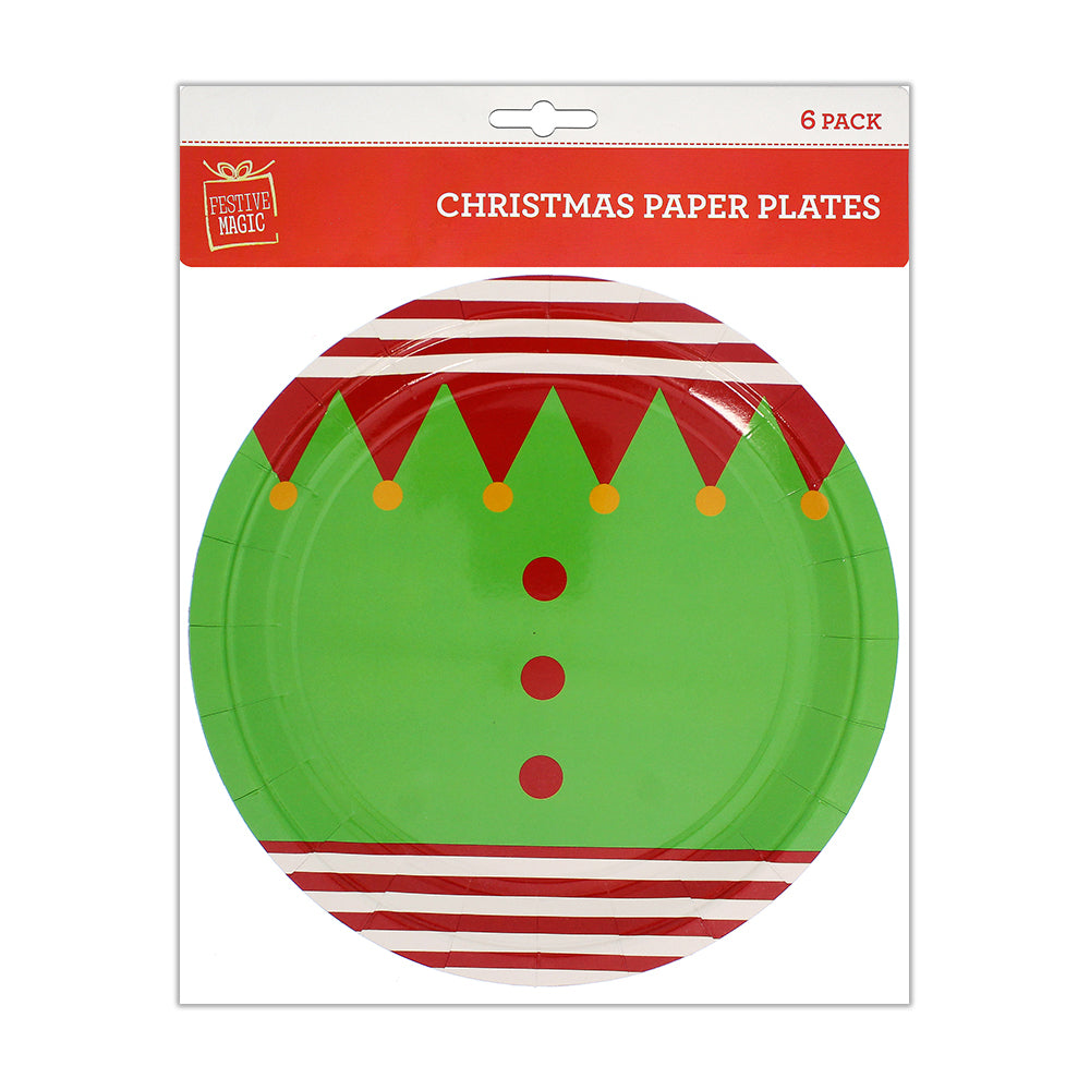 Christmas Paper Plates - Bunting, Pack Of 6Pc