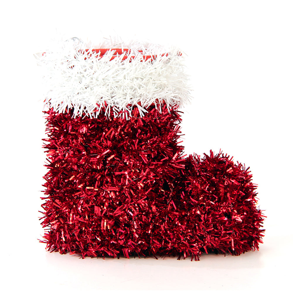 Tinsel Table/ Hanging Deco - Santa Stocking, 1pc