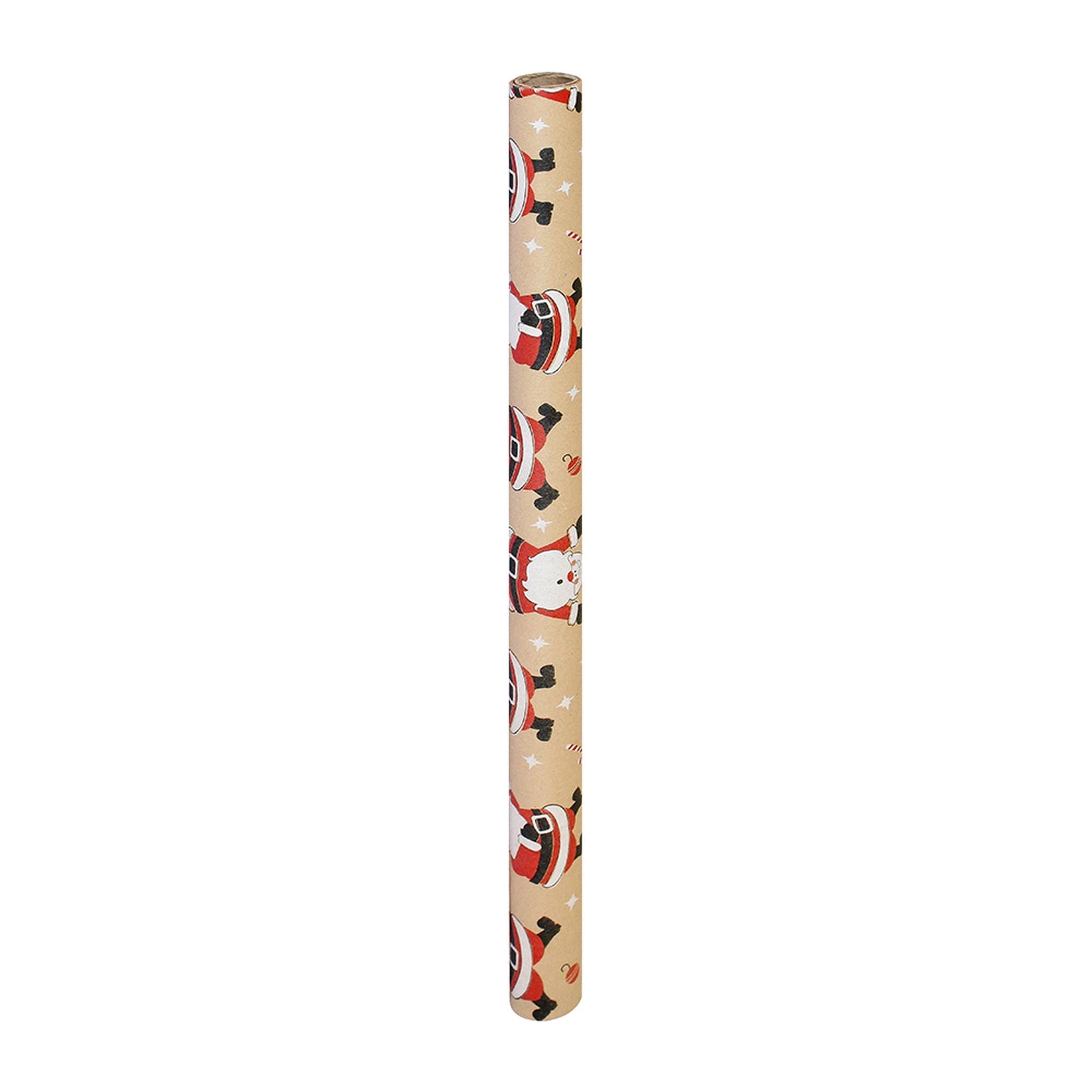 Kraft Printed Christma Gift Wrapping Paper  Assorted color - Santa Claus, 4M X 70Cm, 1Roll