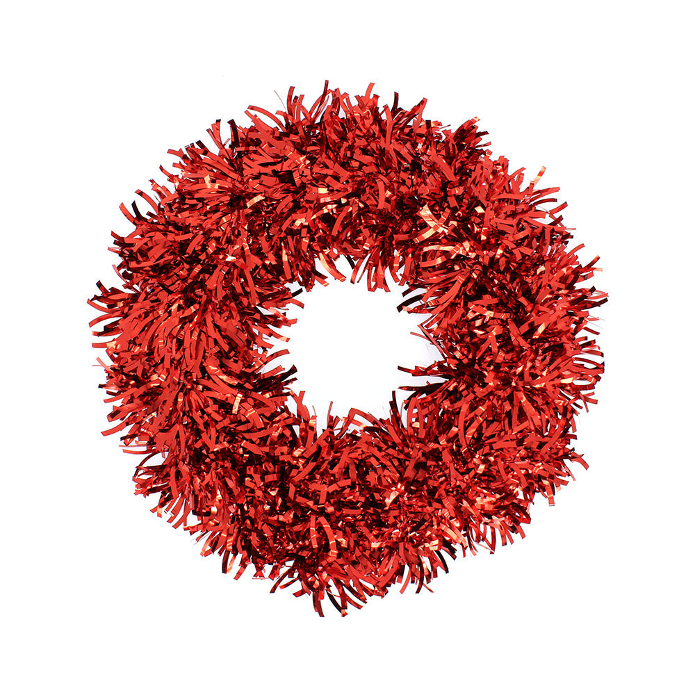 Tinsel Wreath - Red, 25Cm, 1Pc