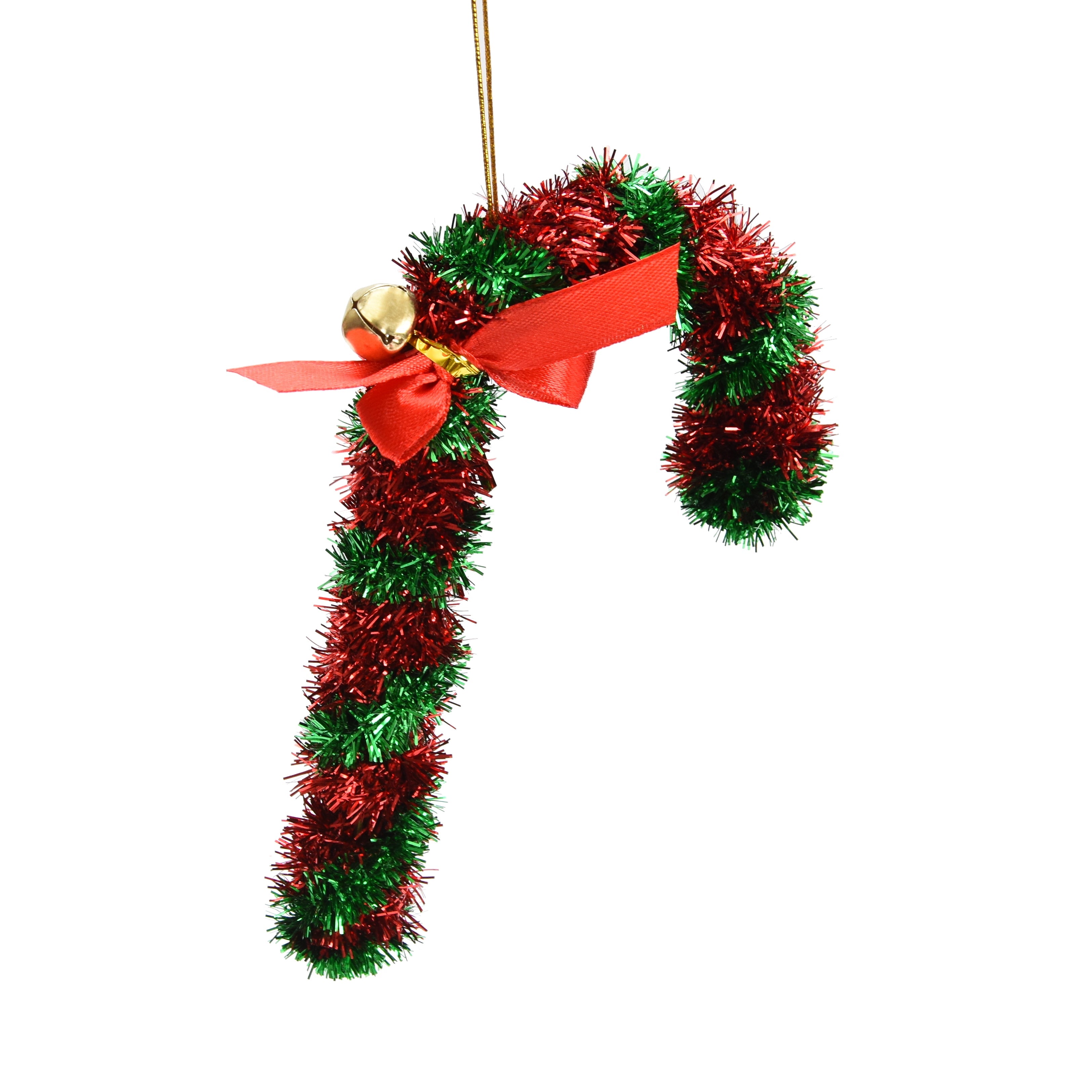 Tinsel Hanging Decoration - Candy Cane, Red & Green, 15 CM