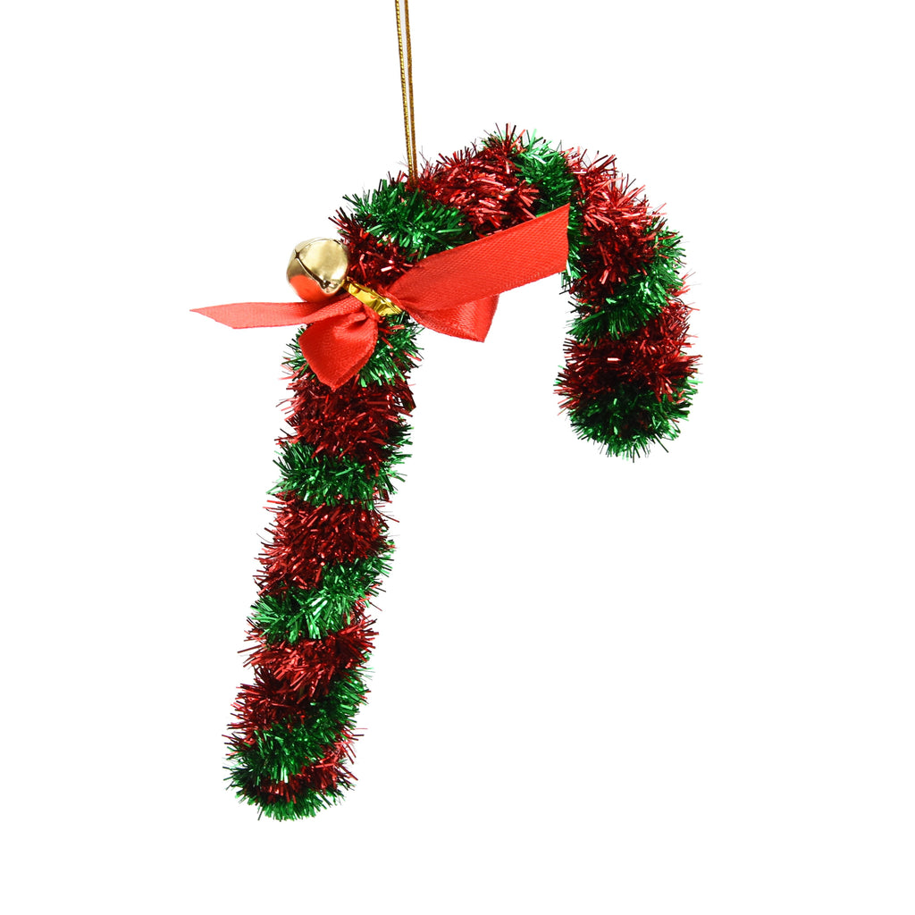 Tinsel Hanging Decoration - Candy Cane, Red & Green, 15 CM