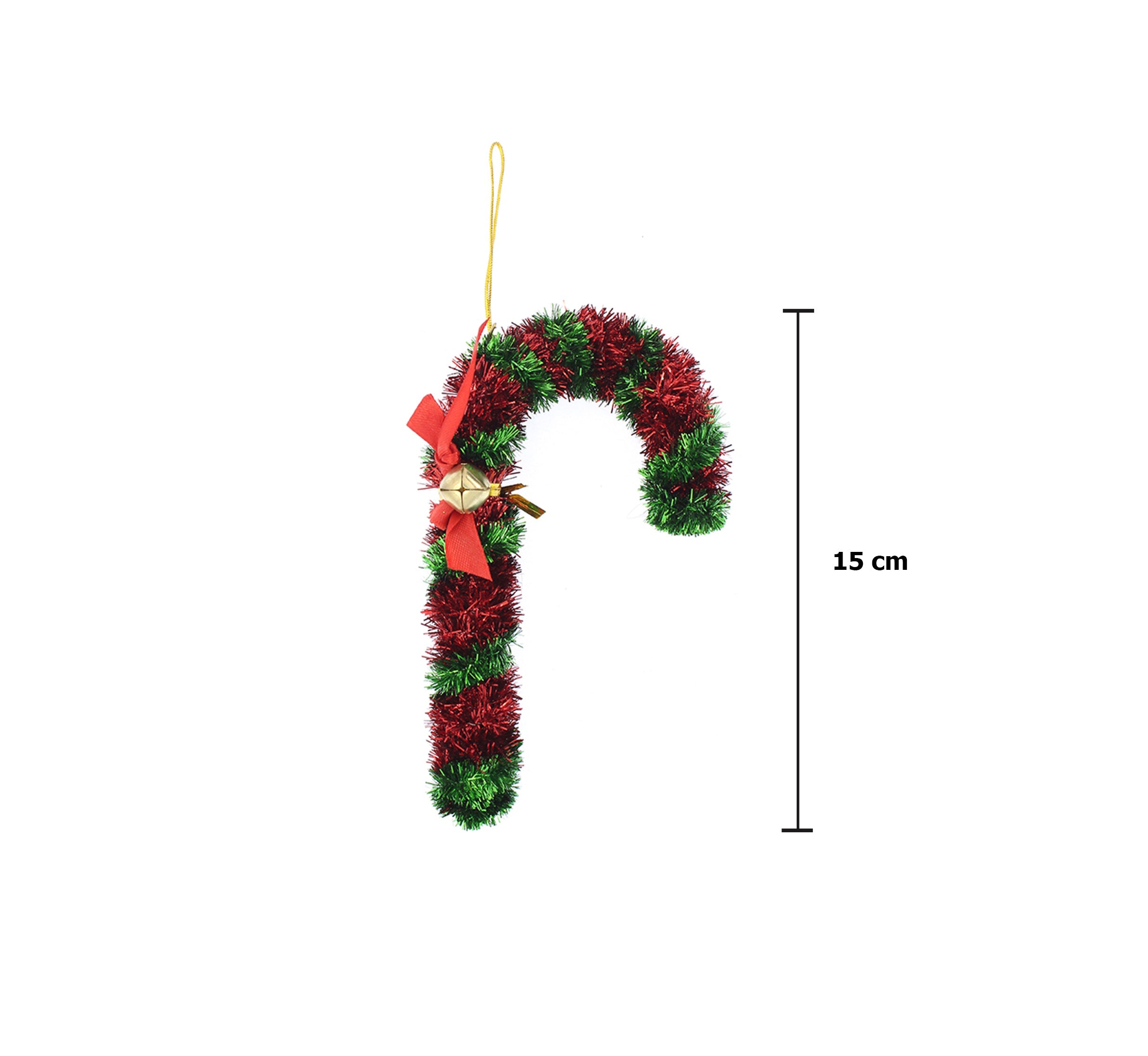 Tinsel Hanging Decoration - Candy Cane, Red & Green, 15 CM