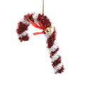 Tinsel Hanging Decoration - Candy Cane, Red & White, 15 CM