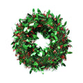 Tinsel Holly Wreath - Red And Green, 45Cm, 1Pc