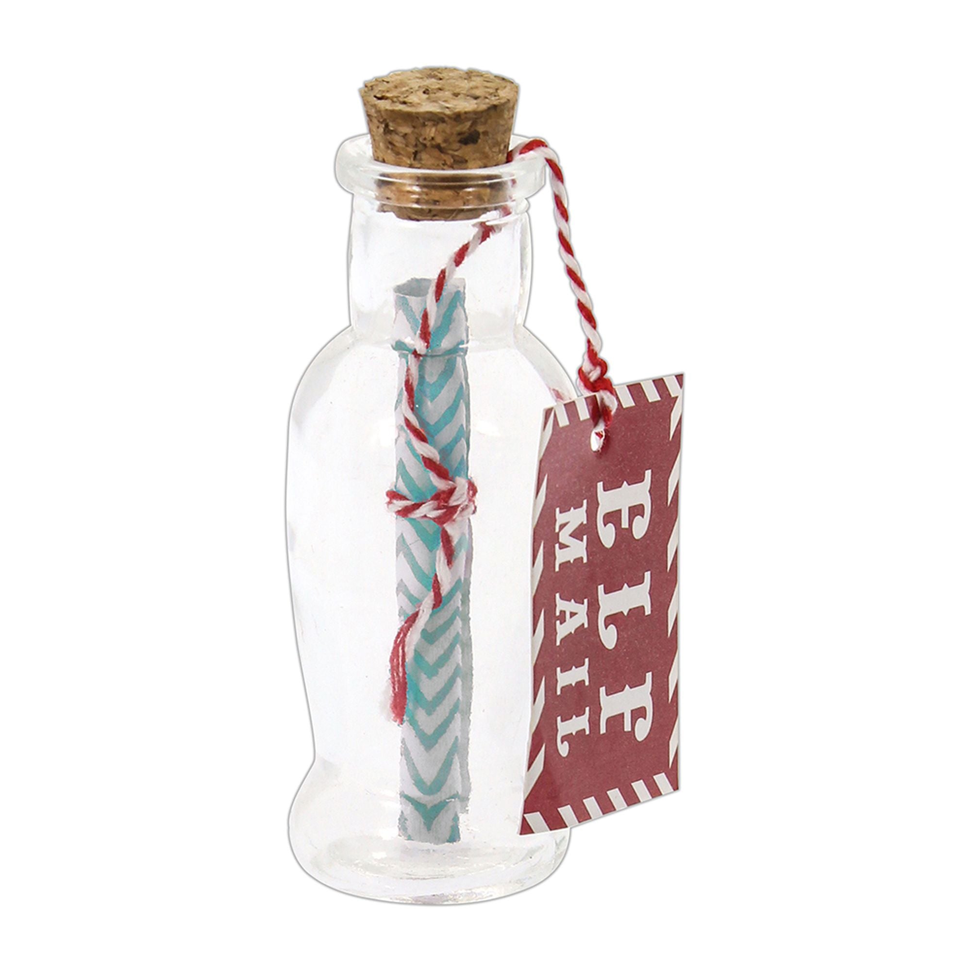 Elf Mail Glass Bottle With Cork Lid Blue -1pc