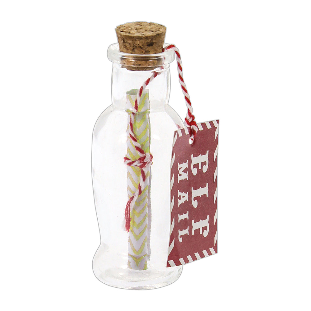 Elf Mail Glass Bottle with Cork Lid - Yellow, 9cm, 1pc