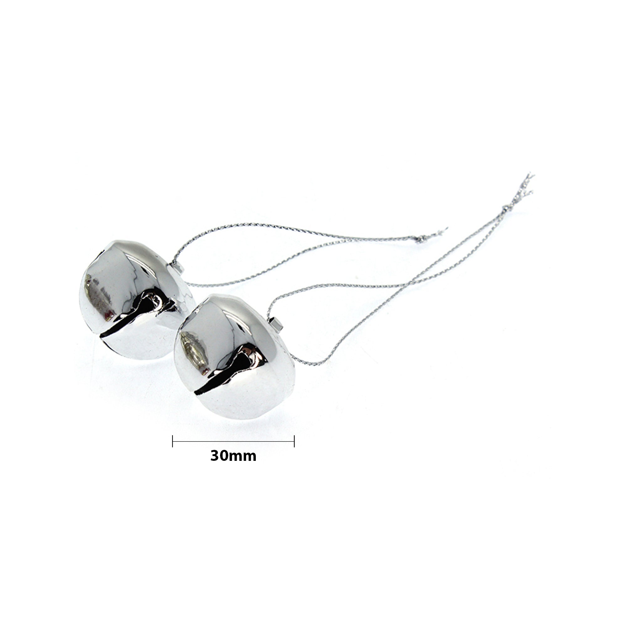 Christmas Hanging Nutbells - Silver, 30Mm, Jar Of 20Pc