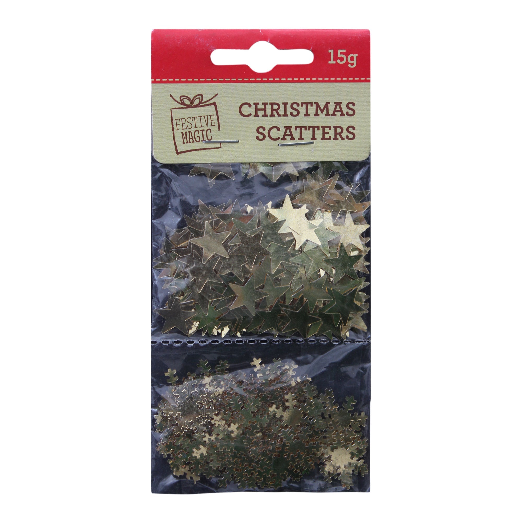 Christmas  Scatters Stars and Snowflakes Gold 15g XB2833