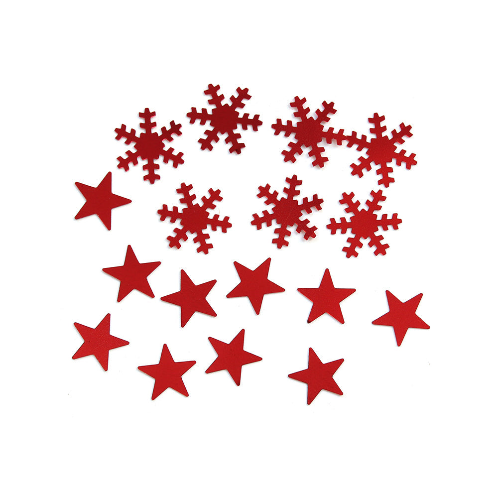 Christmas Shaker Confetti  - Stars & Snowflakes, Red, 15g