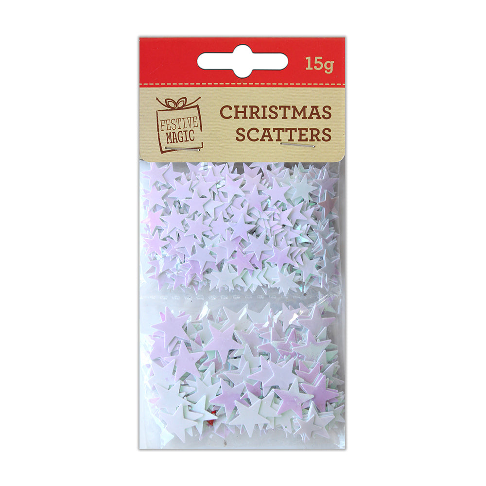 Christmas Shaker Confetti  - Stars, White, 15g