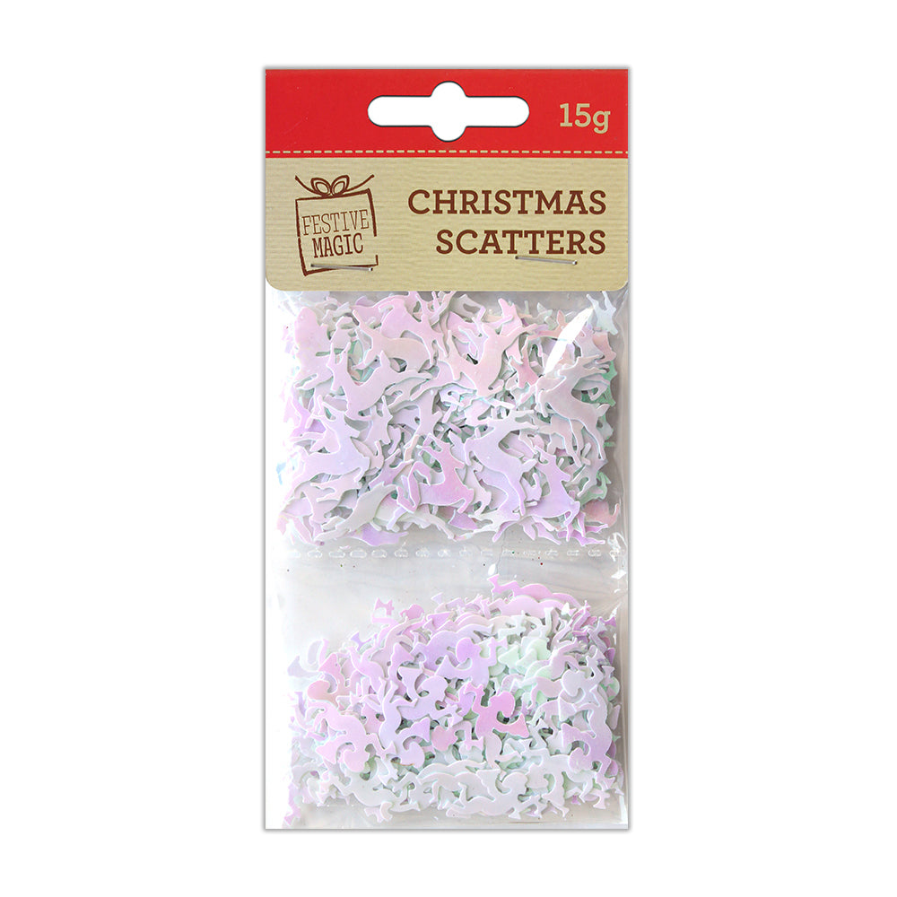 Christmas Shaker Confetti  - Snowflakes & Reindeers, White, 15g