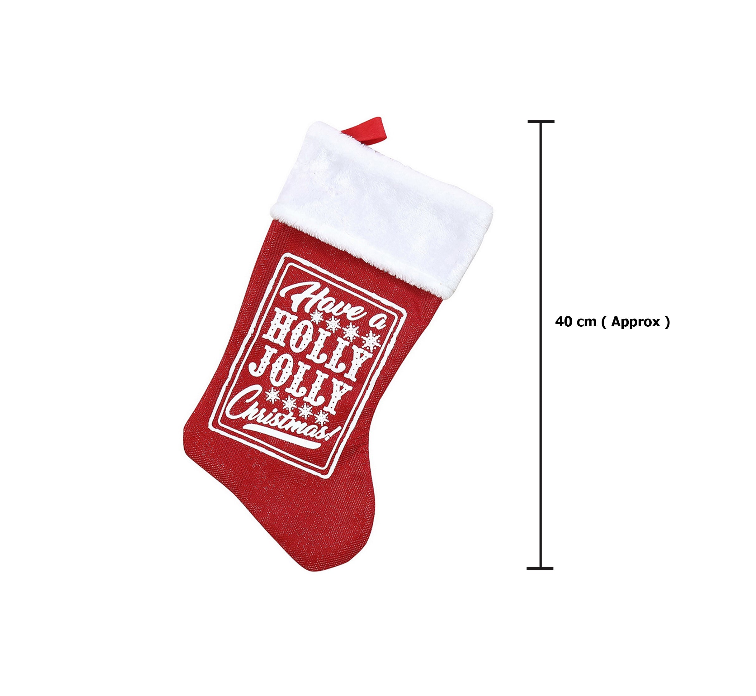Shiny Stocking - Holly Jolly, 40Cm, 1Pc