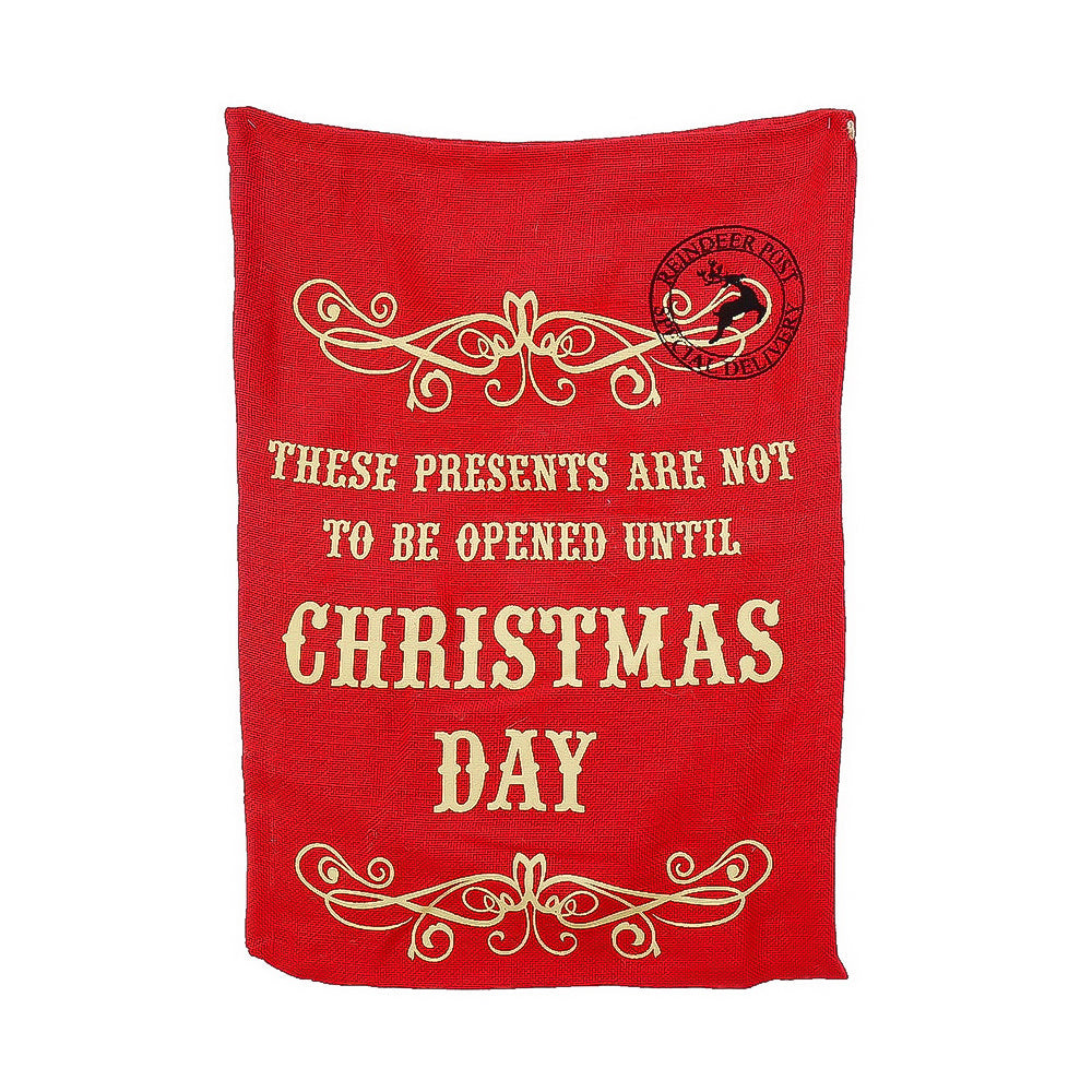 Vintage Burlap Santa Sack - Christmas Day, 50x70cm, 1pc