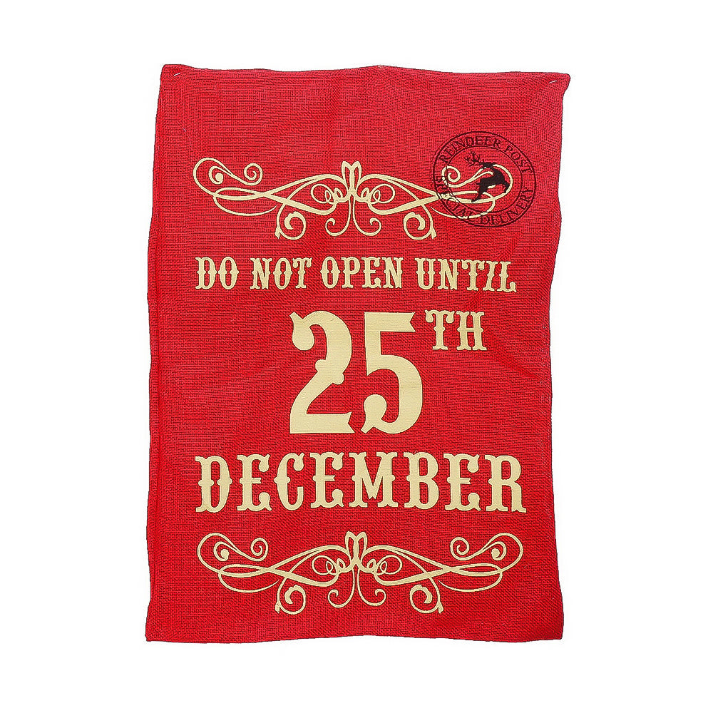 Vintage Burlap Santa Sack - 25th December, 50x70cm, 1pc