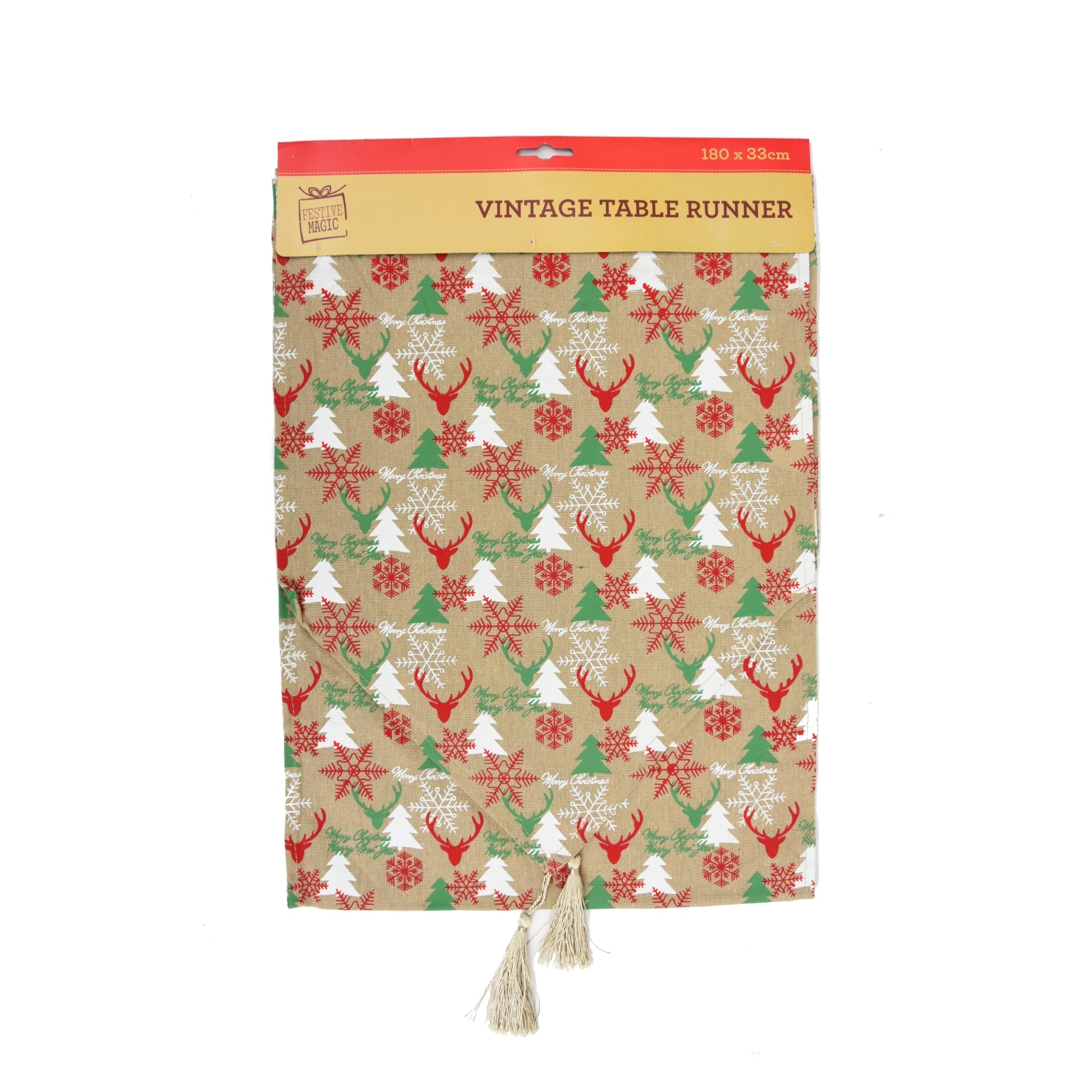 Table Runner Glitter Merry Christmas- 180 x 33 cm