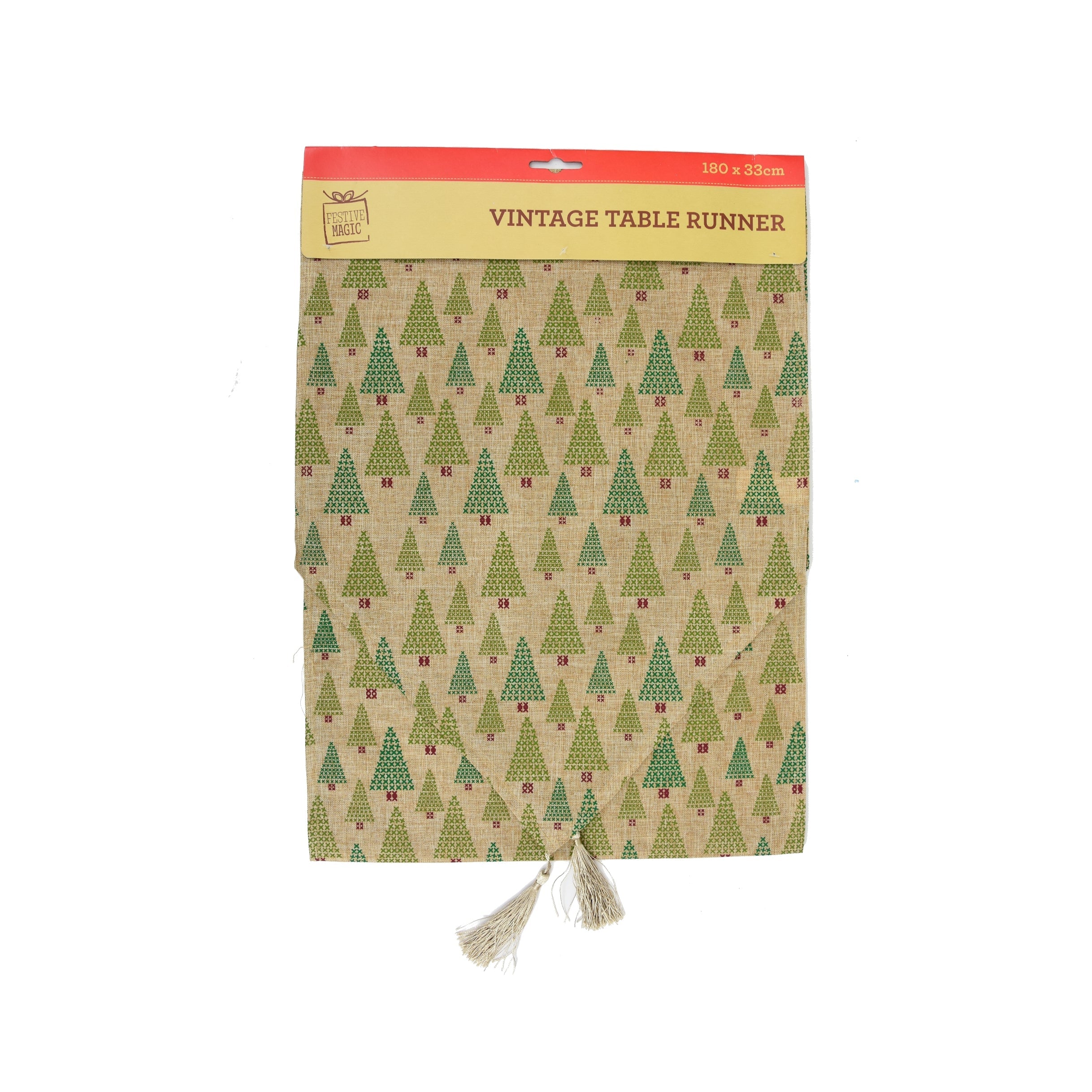 Table Runner Glitter Berries with Leaves- 180 x 33 cm