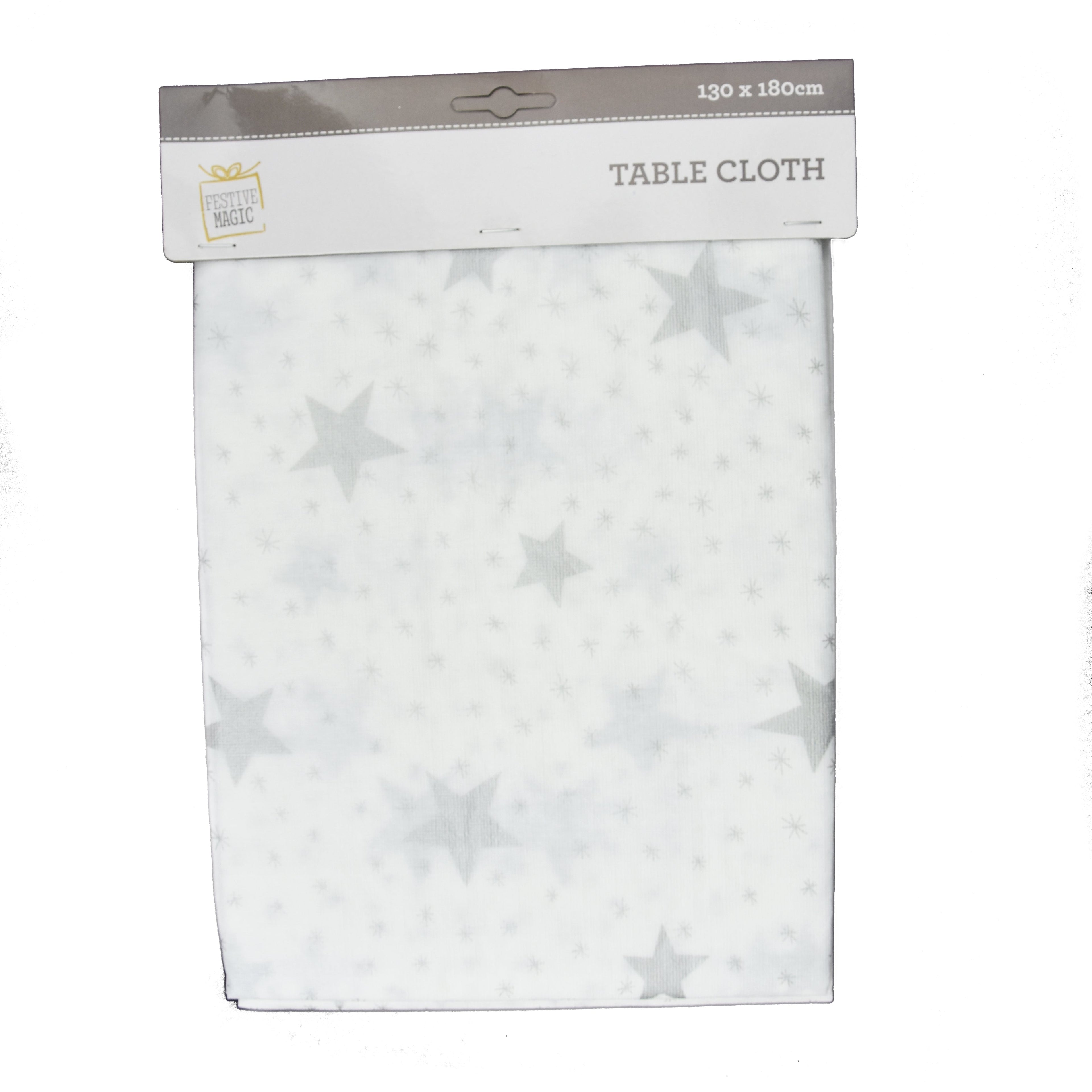 Christmas Tablecloth- Silver Stars, 130 X 180 CM