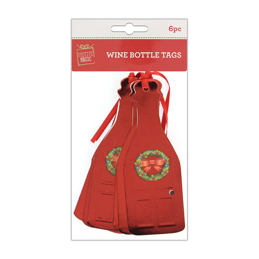 Wine Bottle Gift Tags - Wreath, 6pcs