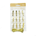 Card Pegs - 12pc, Metallic Gold, 1.5m String