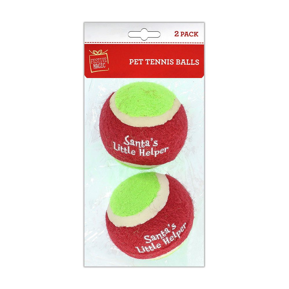 Pet Tennis Balls - Santa's Helper, Pack of 2pc