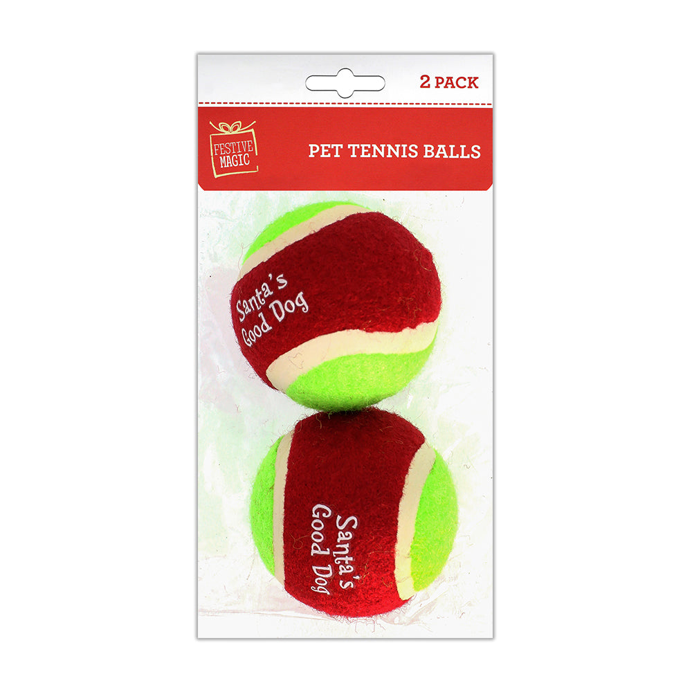 Pet Tennis Balls - Santa's Good Dog, Pack of 2pc