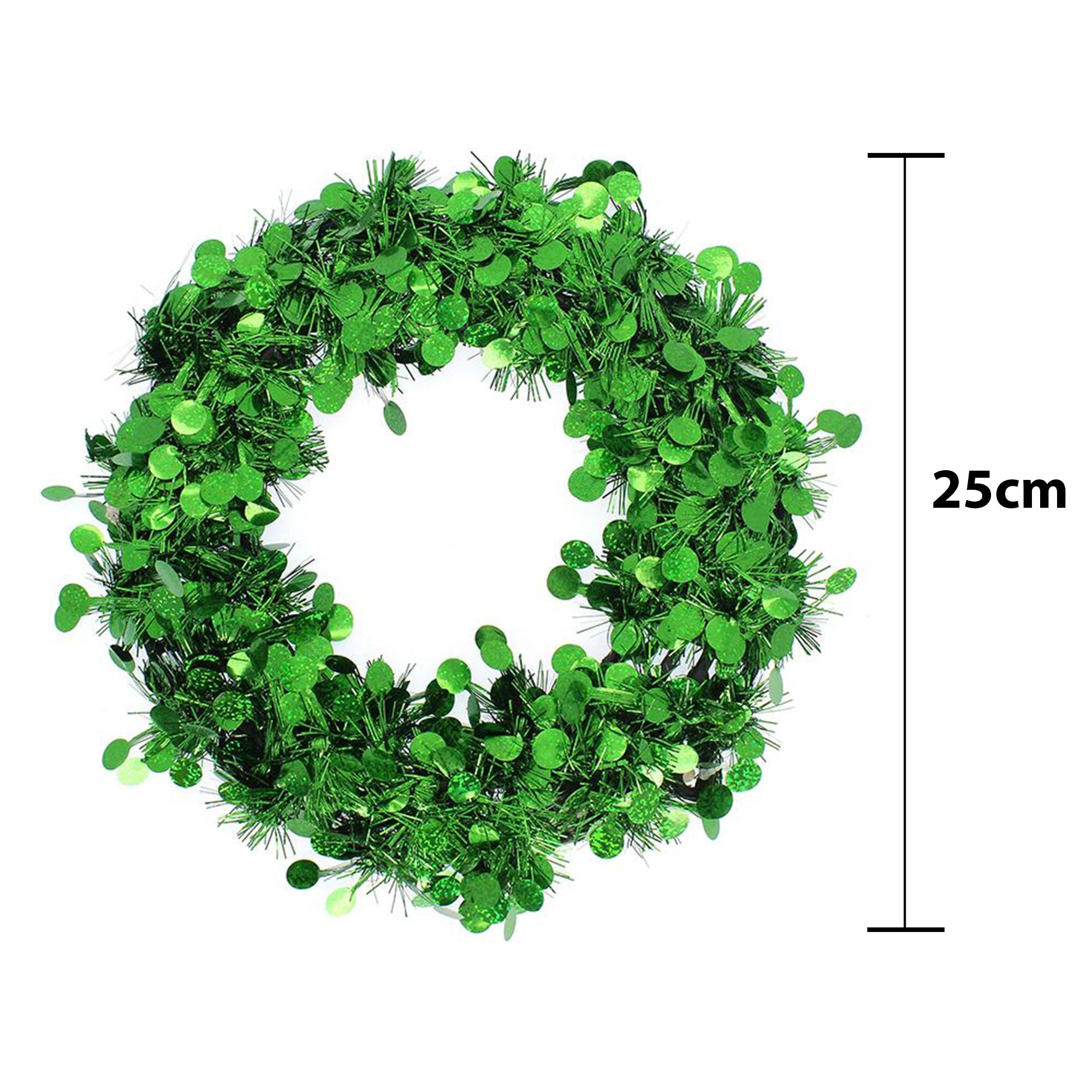 Tinsel Berry Wreath - Green, 25Cm, 1Pc
