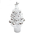 Tinsel Tree with Baubles - Silver & White, 16cm