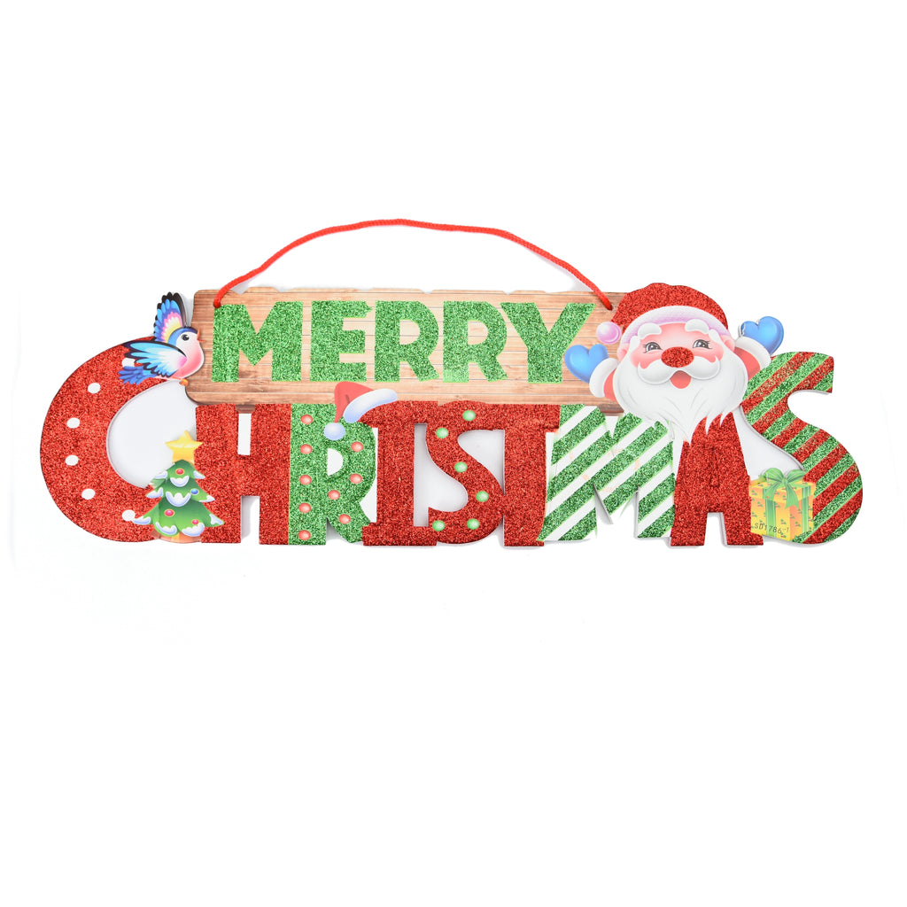 Merry Christmas Plaque Hanging Decoration - Assorted Design