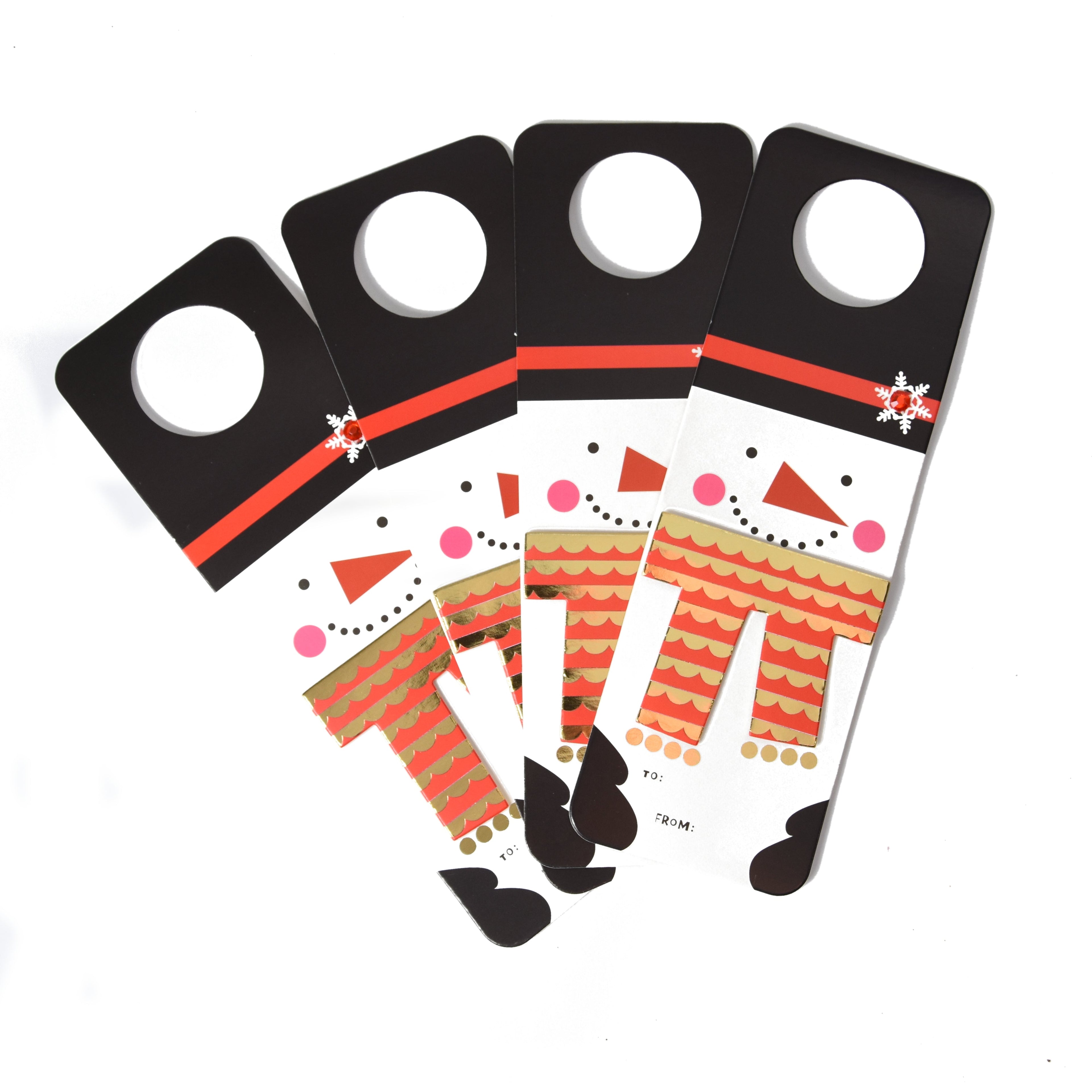 Wine Bottle Gift Tag - Snowman, 4pc