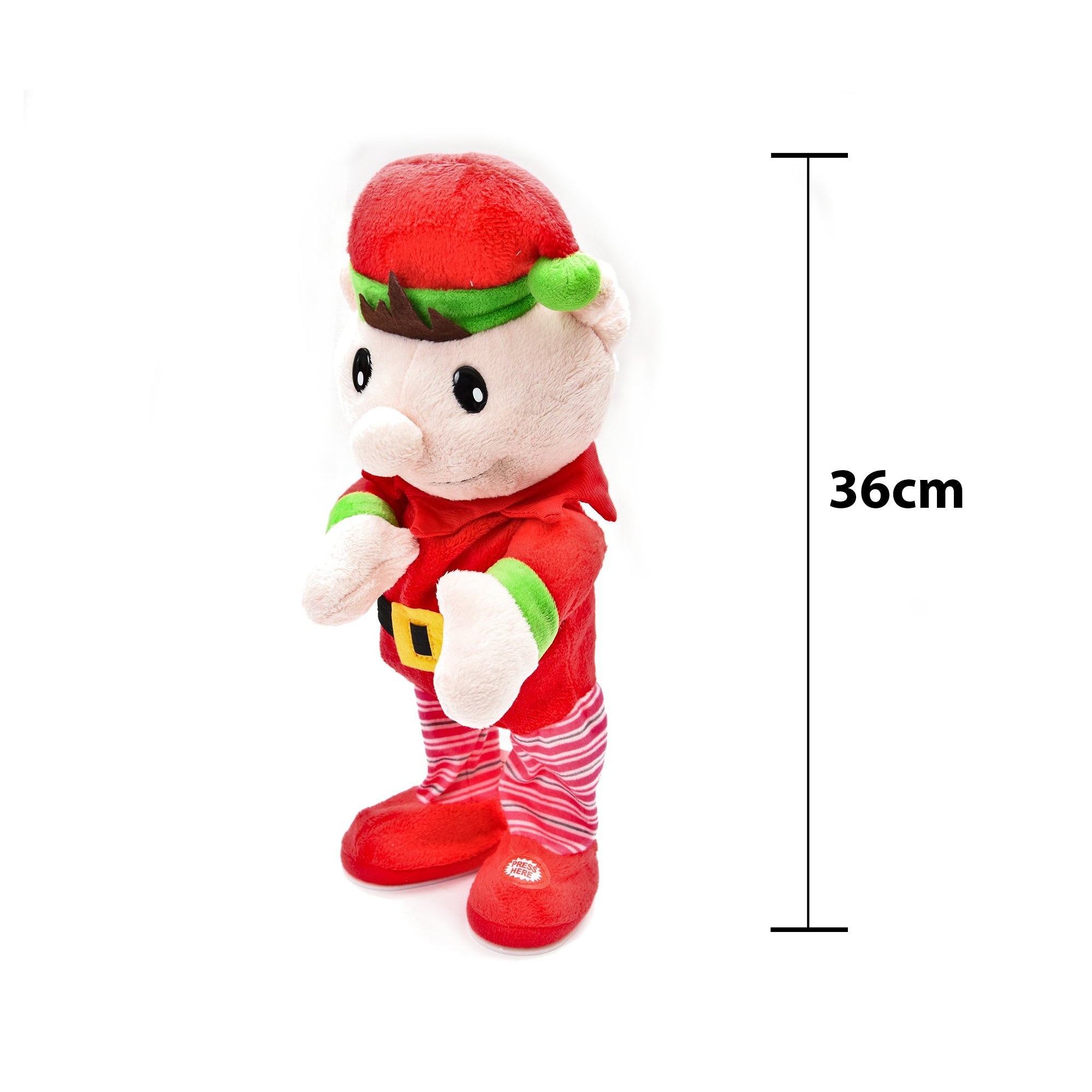 Soft Toy -  Sing & Dance Elf, Red,  36cm
