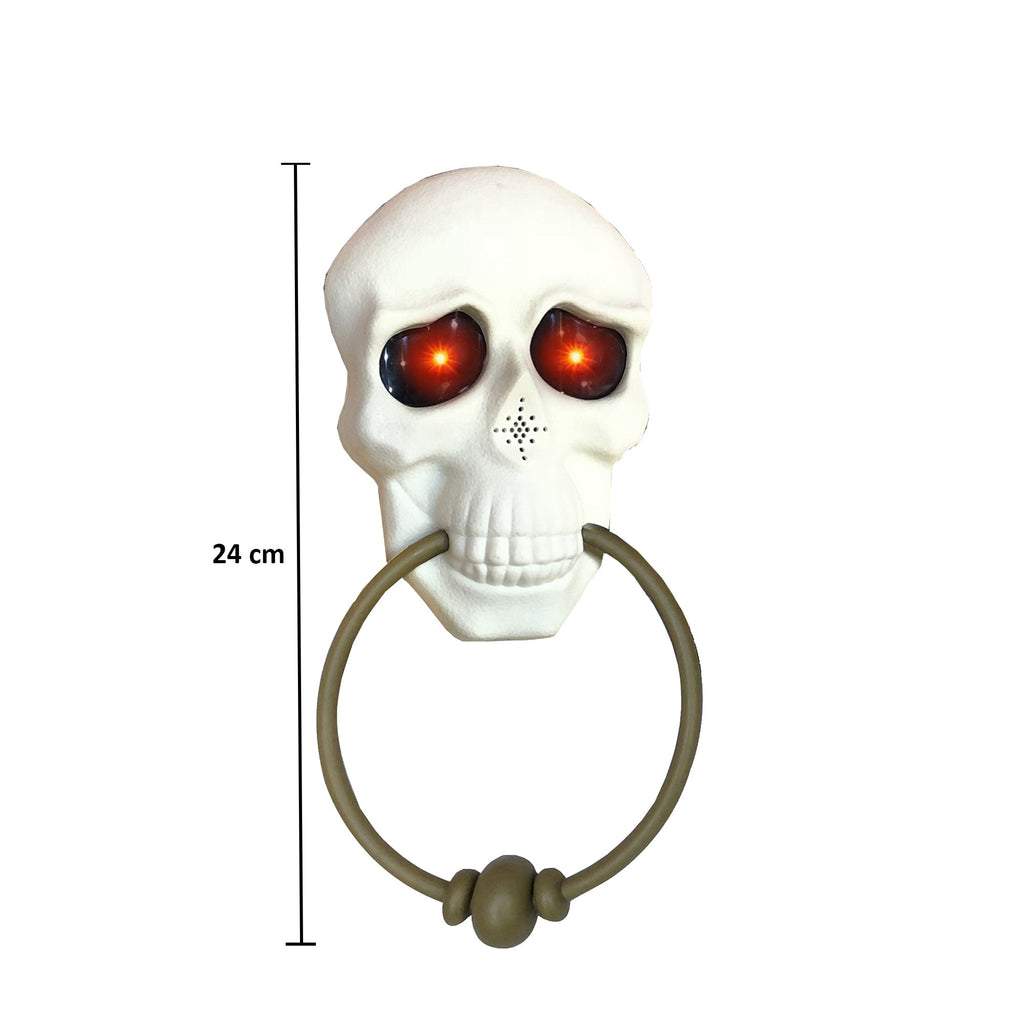 Haunted Skull Door Bell With Battery Operated 24cm Cream