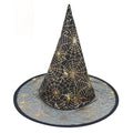 Basic Witch Black Hat With Spider Web Gold Print