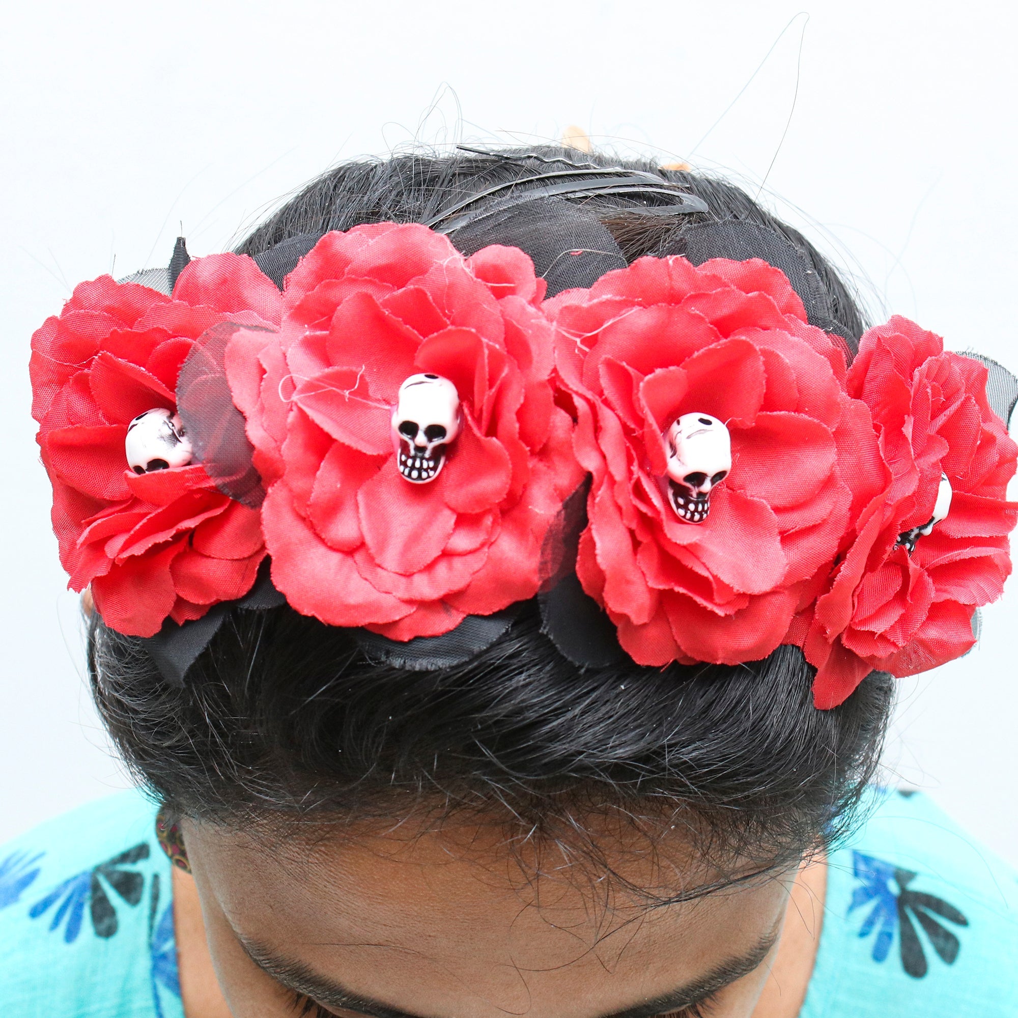 Halloween Hairband With Skull Red