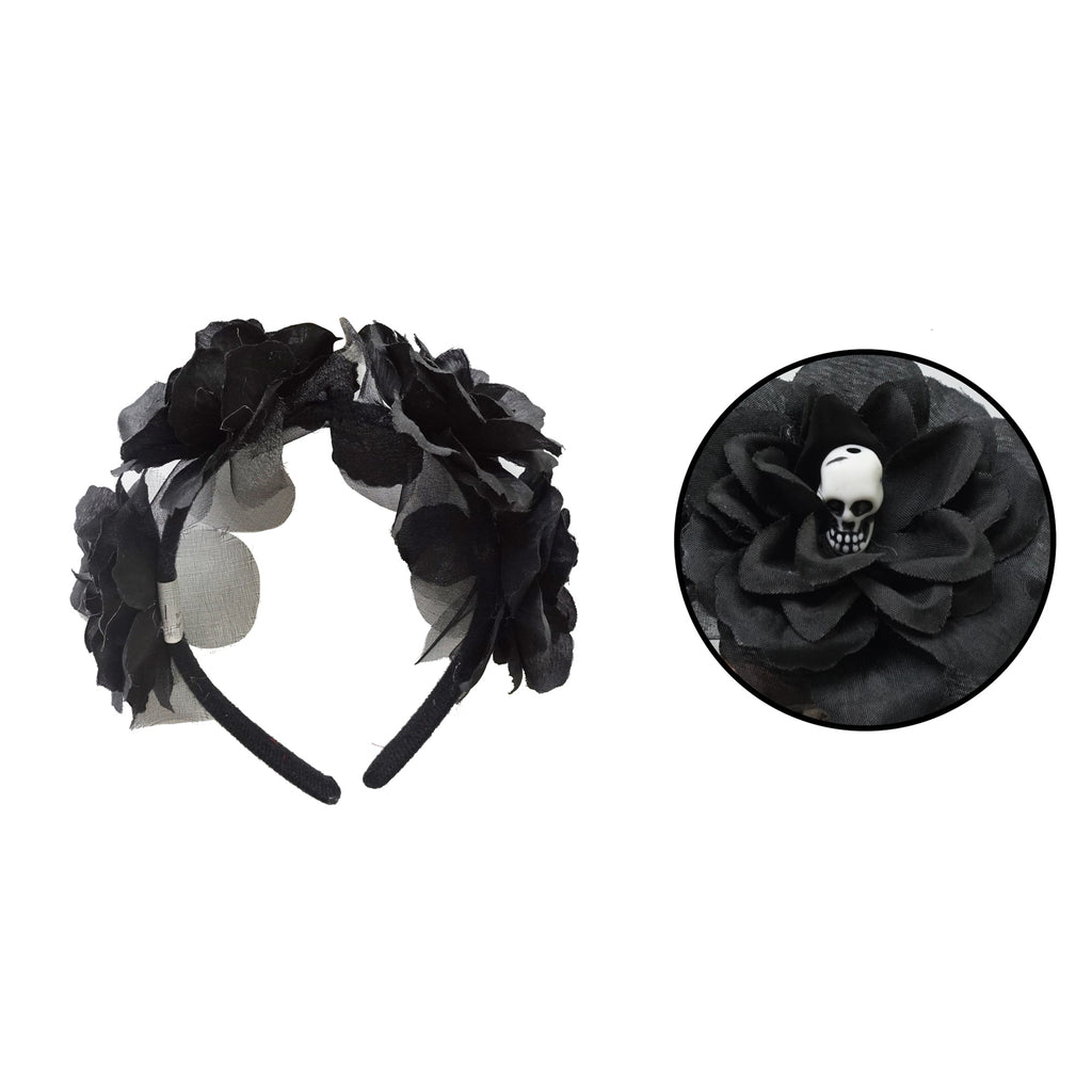 Halloween Hairband With Skull Black